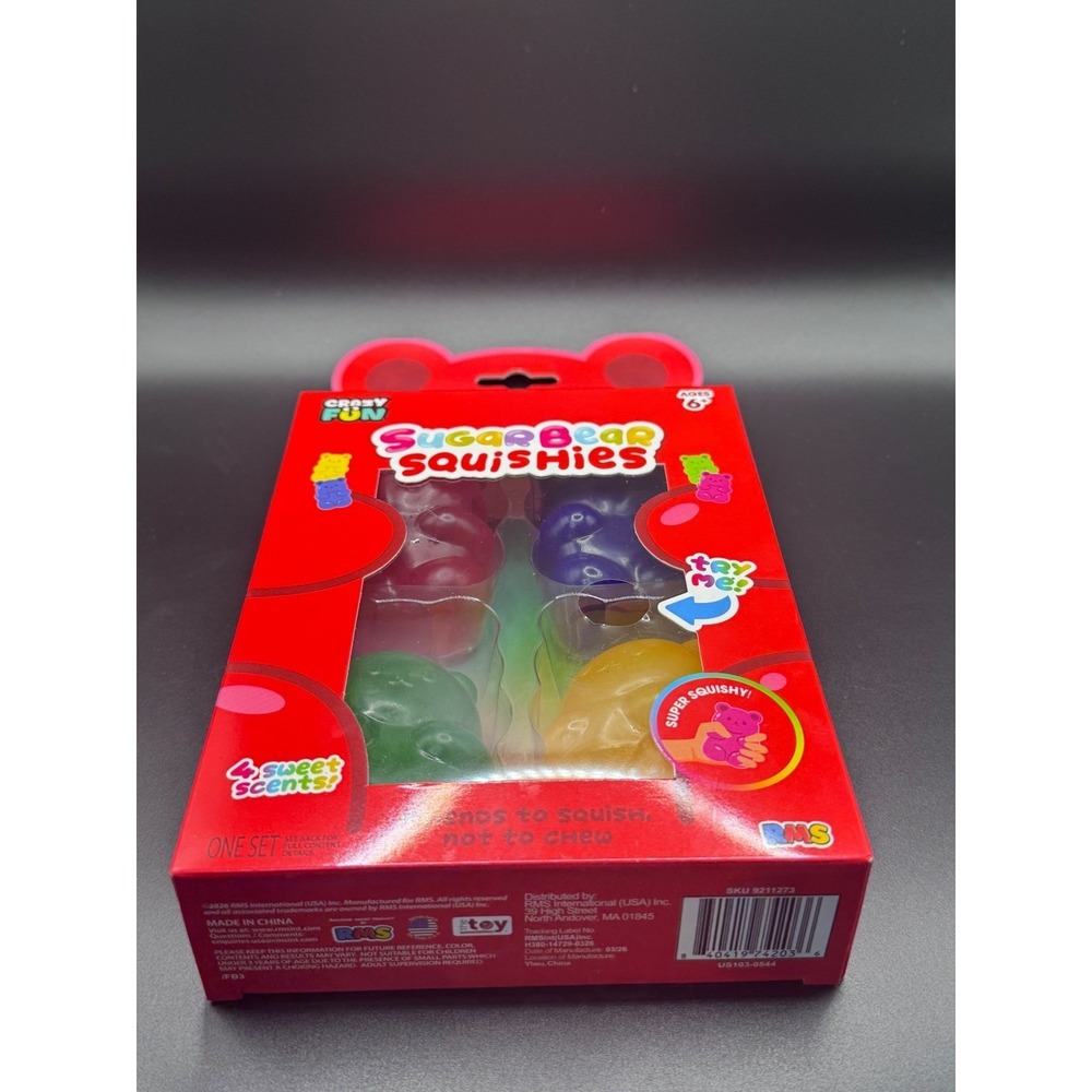 Crazy Fun Sugar Bear Squishies 4 Pack Scented Gummy Bear Toys Age 6+ RMS 9211273 - Picture 5 of 6